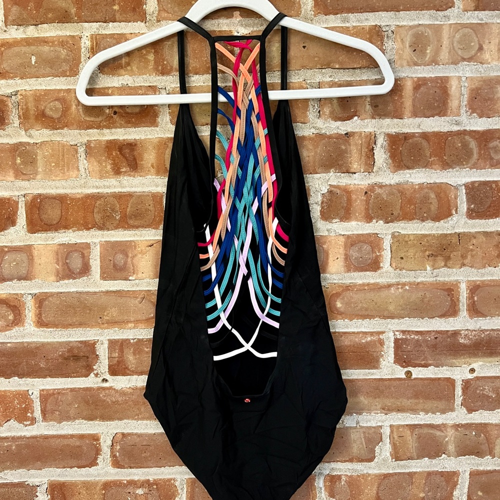 Red Carter Black Dream Weaver Plunge One-Piece